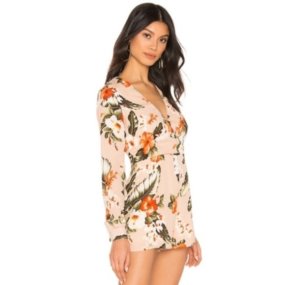 SUPERDOWN Revolve Ilah Surplice Floral VNeck Longsleeve Romper - Picture 1 of 14